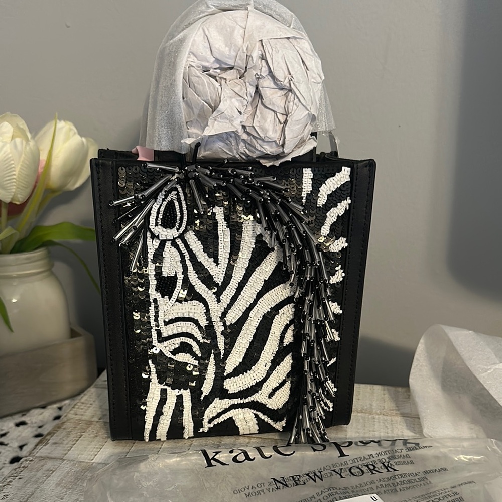 Nwt Kate spade manhattan zebra mini tote bag